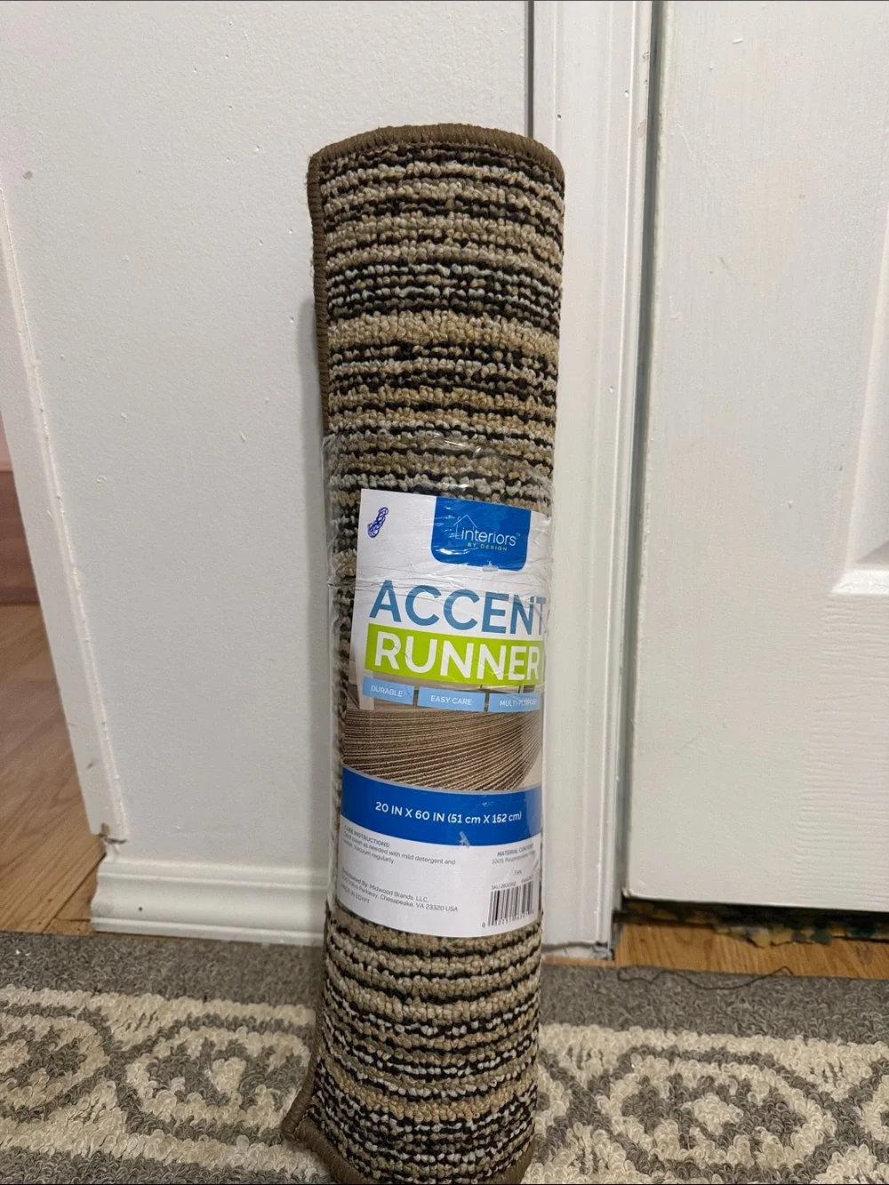 Interiors Accent Runner in Brown and Cream Striped Design